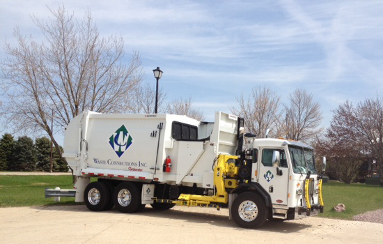 Residential garbage collection truck.